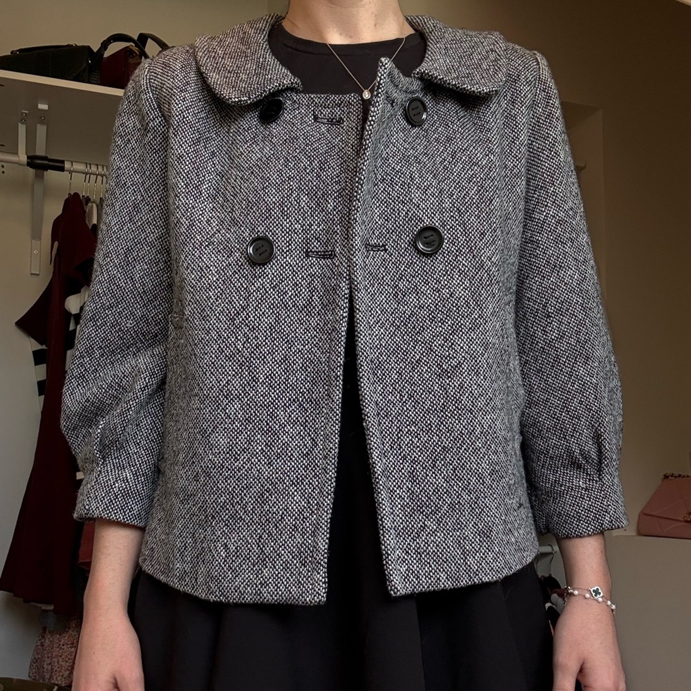Calvin Klein Black and Gray Pea Coat
